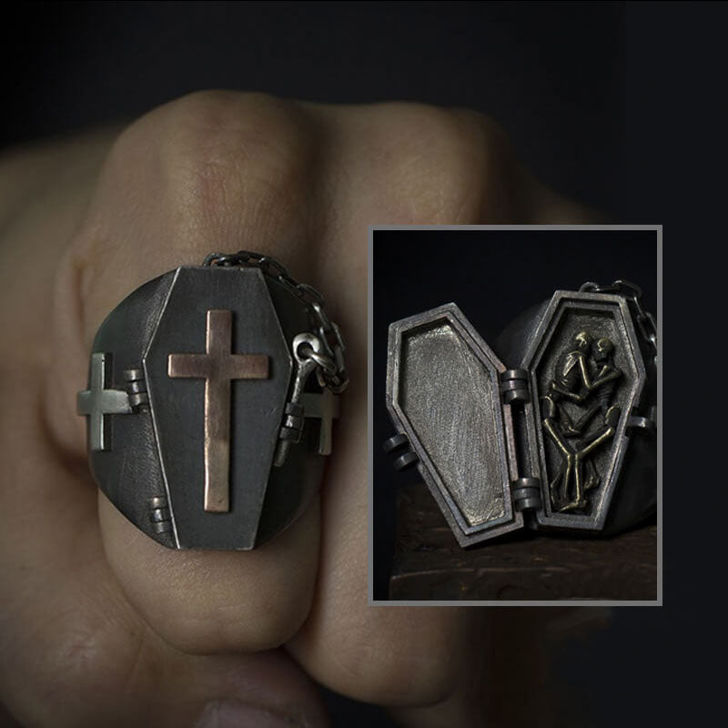 Skull Coffin 925 Sterling Silver Ring