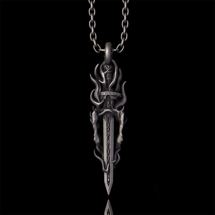 Skull Dagger Sterling Silver Gothic Pendant