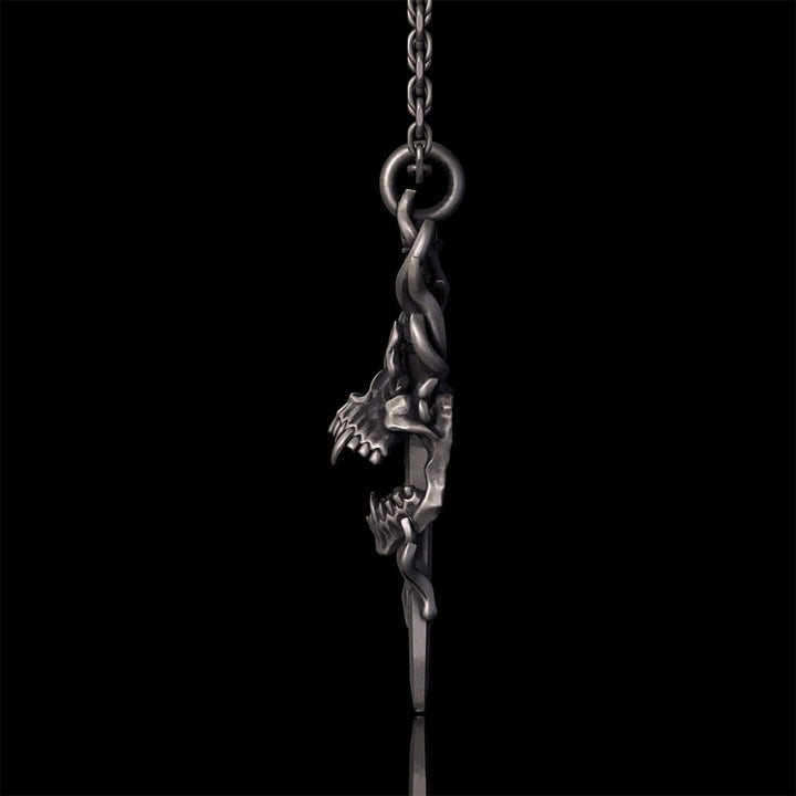 Skull Dagger Sterling Silver Gothic Pendant