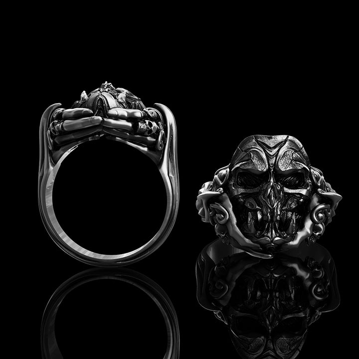 Skull Fangs Mask 925 Sterling Silver Ring