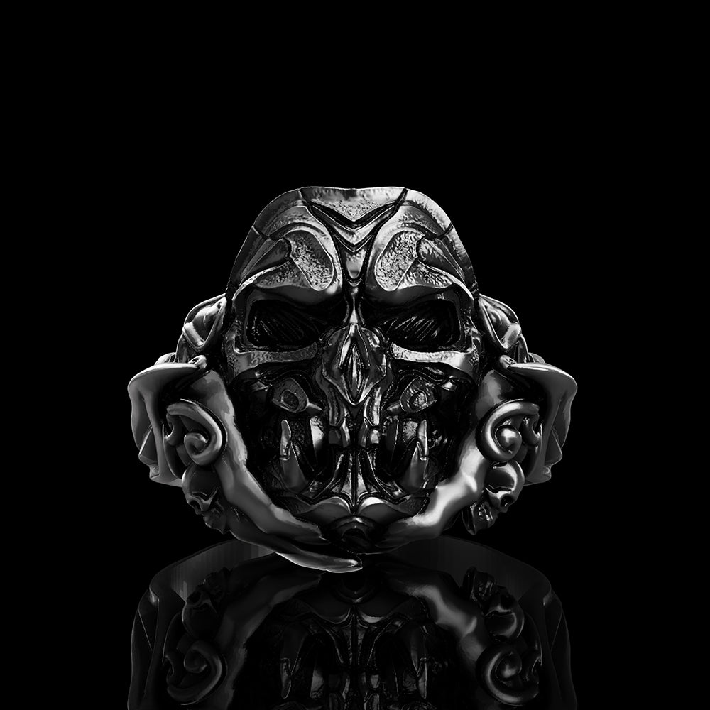 Skull Fangs Mask 925 Sterling Silver Ring