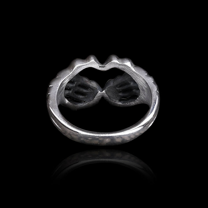 Skull Hand Heart Shaped 925 Sterling Silver Ring