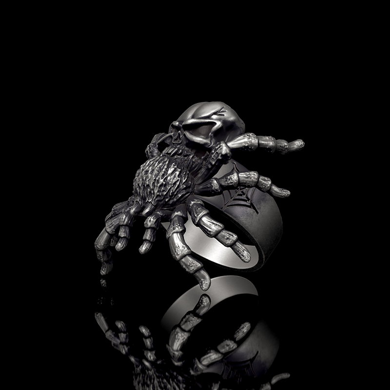 Skull Head Spider 925 Sterling Silver Ring