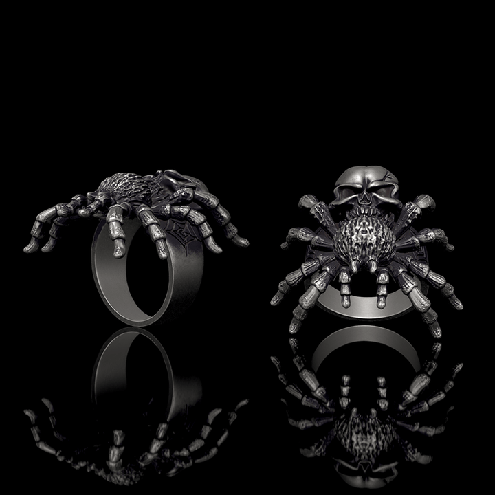 Skull Head Spider 925 Sterling Silver Ring