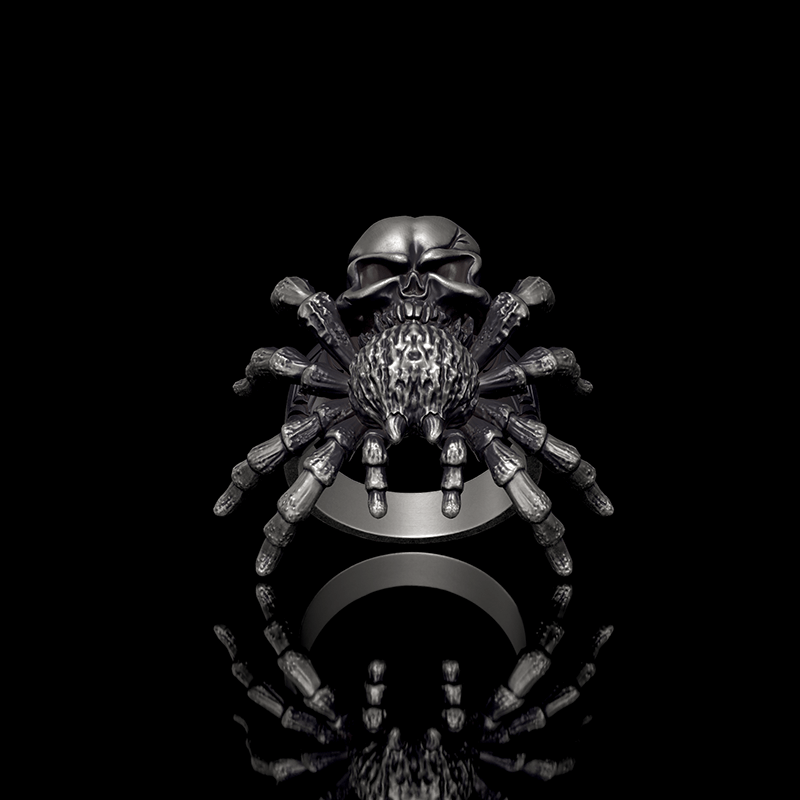 Skull Head Spider 925 Sterling Silver Ring
