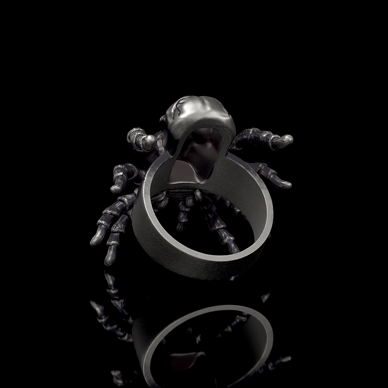 Skull Head Spider 925 Sterling Silver Ring