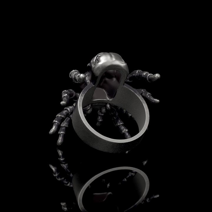 Skull Head Spider 925 Sterling Silver Ring