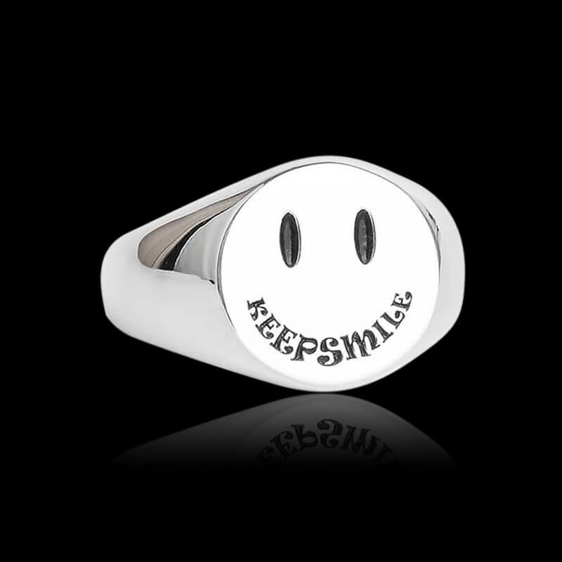 Smiley 925 Sterling Silver Adjustable Ring 01 | RoyalLuster.com