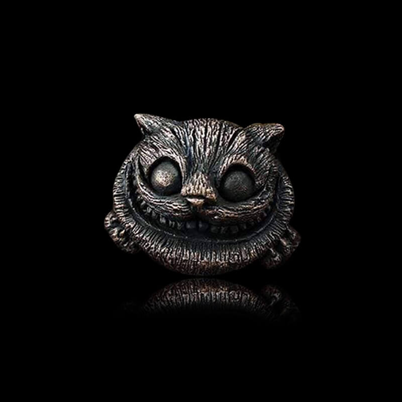 Smiling Cat 925 Sterling Silver Brass Ring