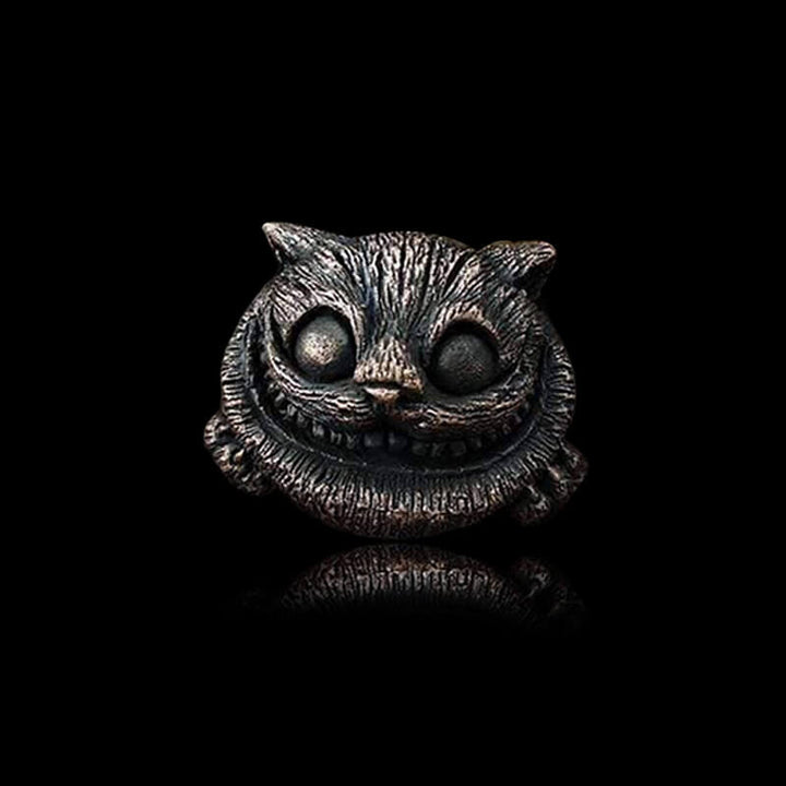 Smiling Cat 925 Sterling Silver Brass Ring