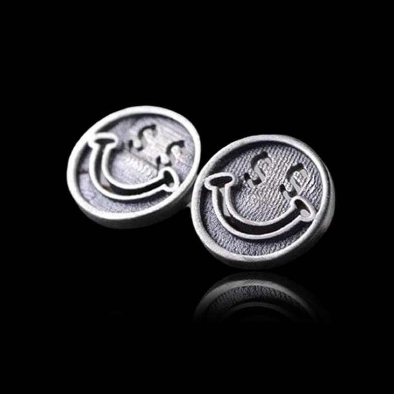 Smiling Face 925 Sterling Silver Stud Earrings