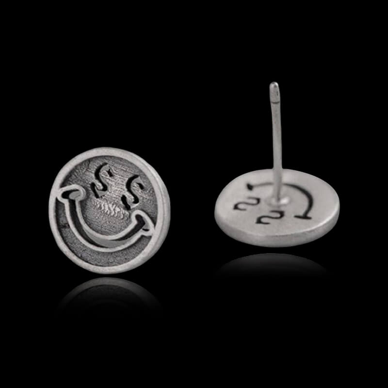 Smiling Face 925 Sterling Silver Stud Earrings