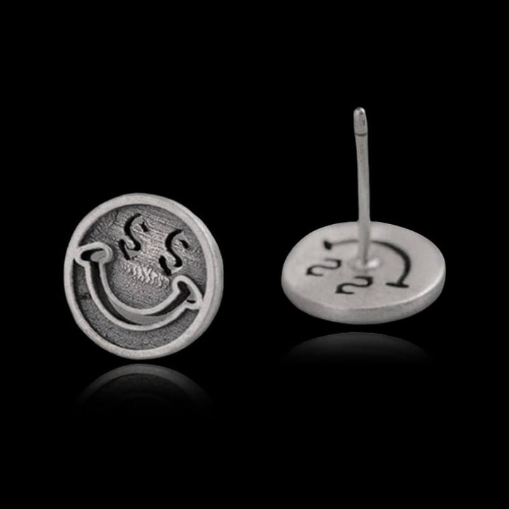 Smiling Face 925 Sterling Silver Stud Earrings