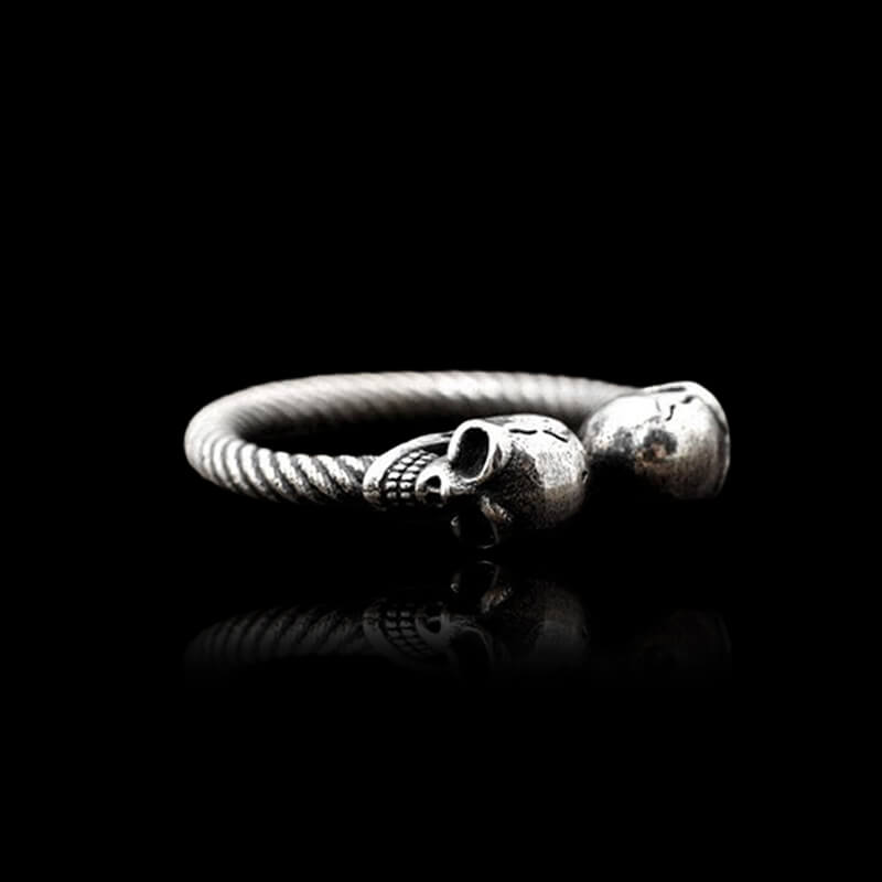 Smiling Skull 925 Sterling Silver Open Ring