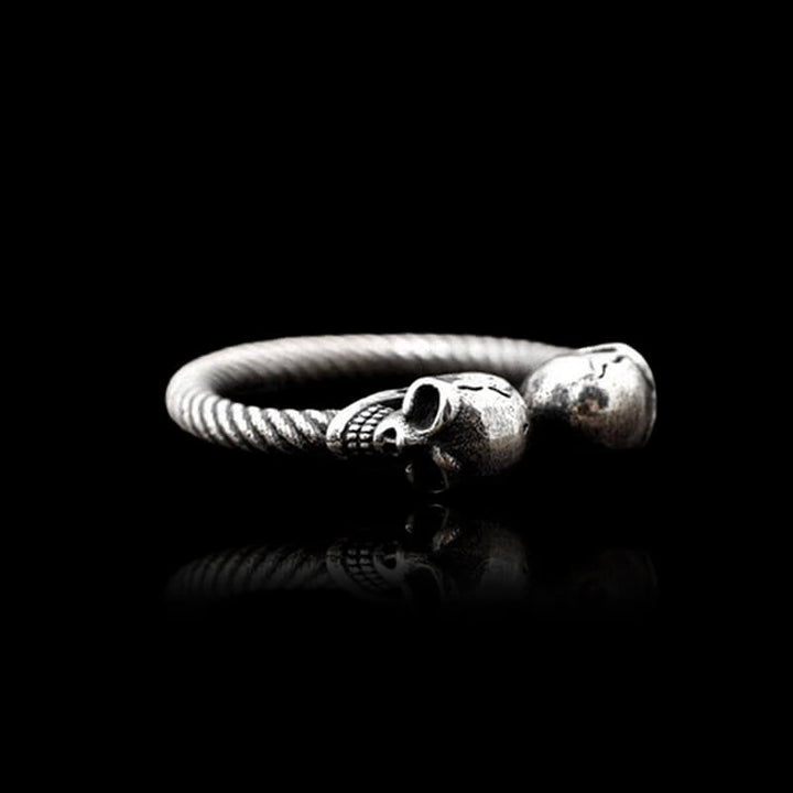 Smiling Skull 925 Sterling Silver Open Ring