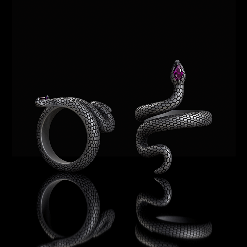 Sorcerer Serpent Zircon Sterling Silver Ring | RoyalLuster.com