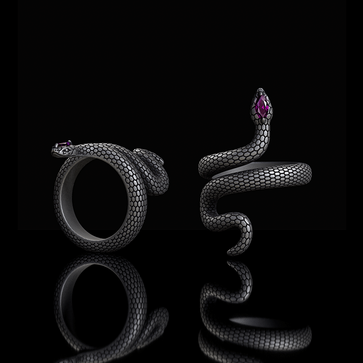 Sorcerer Serpent Zircon Sterling Silver Ring | RoyalLuster.com