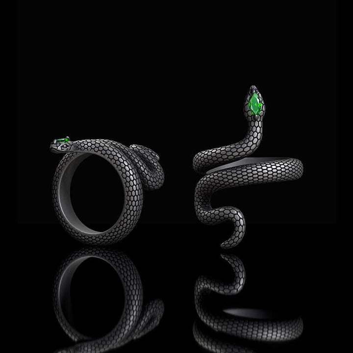 Sorcerer Serpent Zircon Sterling Silver Ring | RoyalLuster.com