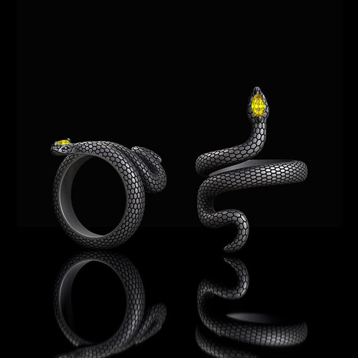 Sorcerer Serpent Zircon Sterling Silver Ring | RoyalLuster.com