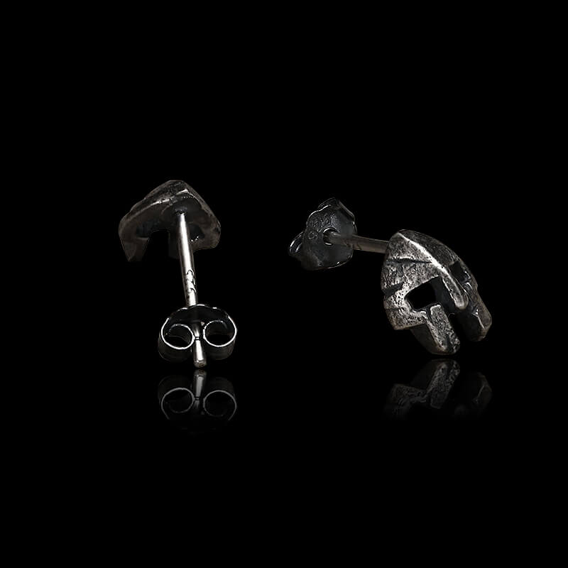 Spartan Helmet 925 Sterling Silver Stud Earrings