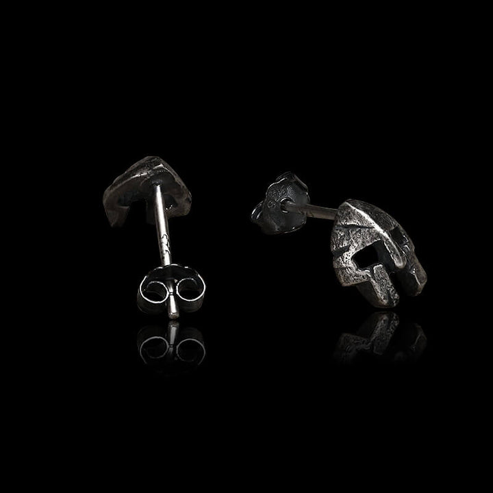 Spartan Helmet 925 Sterling Silver Stud Earrings