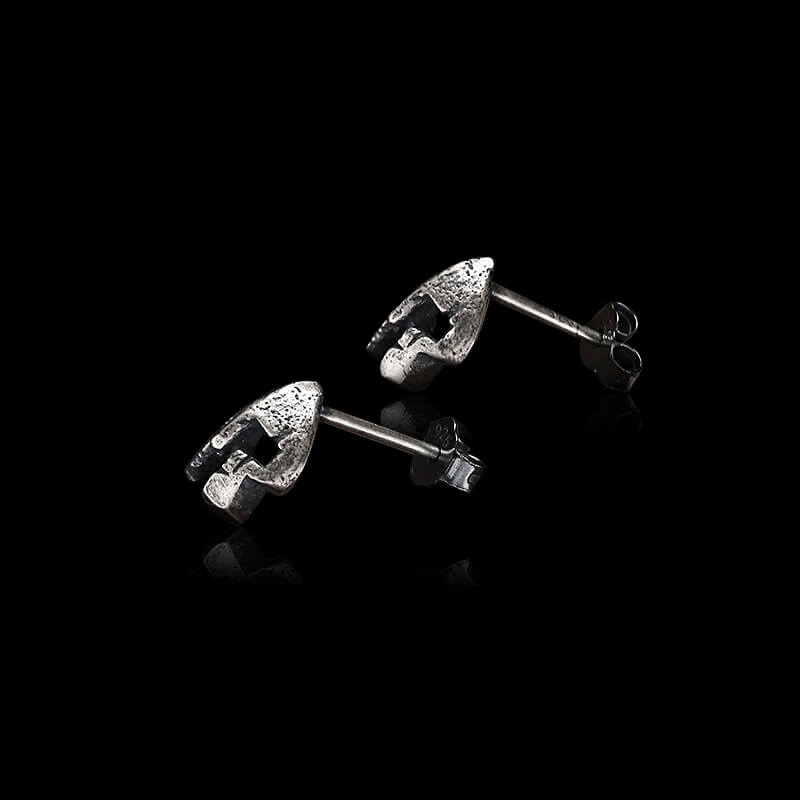 Spartan Helmet 925 Sterling Silver Stud Earrings