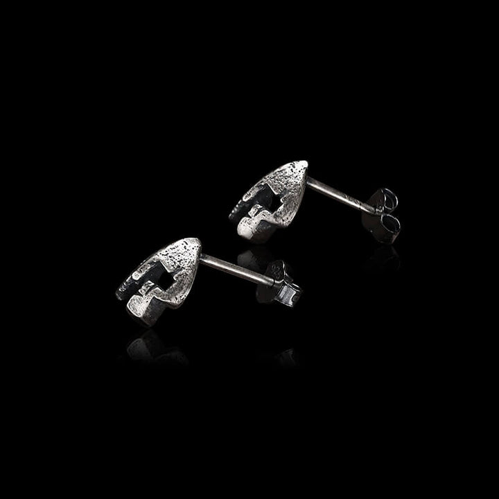 Spartan Helmet 925 Sterling Silver Stud Earrings