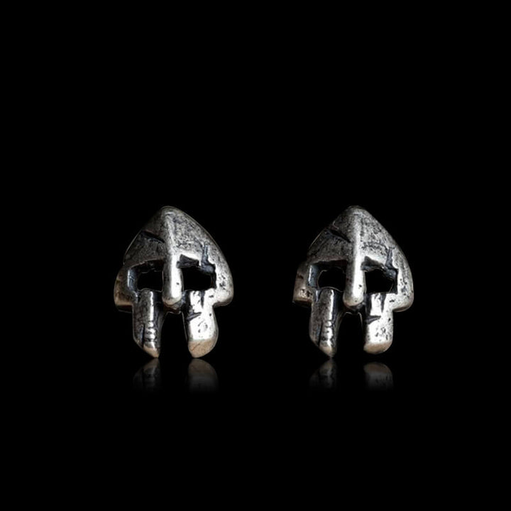 Spartan Helmet 925 Sterling Silver Stud Earrings