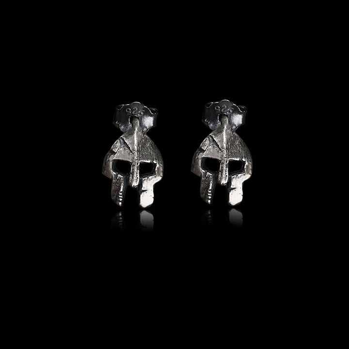 Spartan Helmet 925 Sterling Silver Stud Earrings