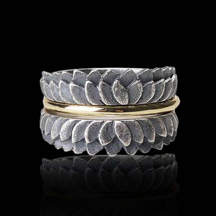 Split Lotus 925 Sterling Silver Ring 01 | RoyalLuster.com.