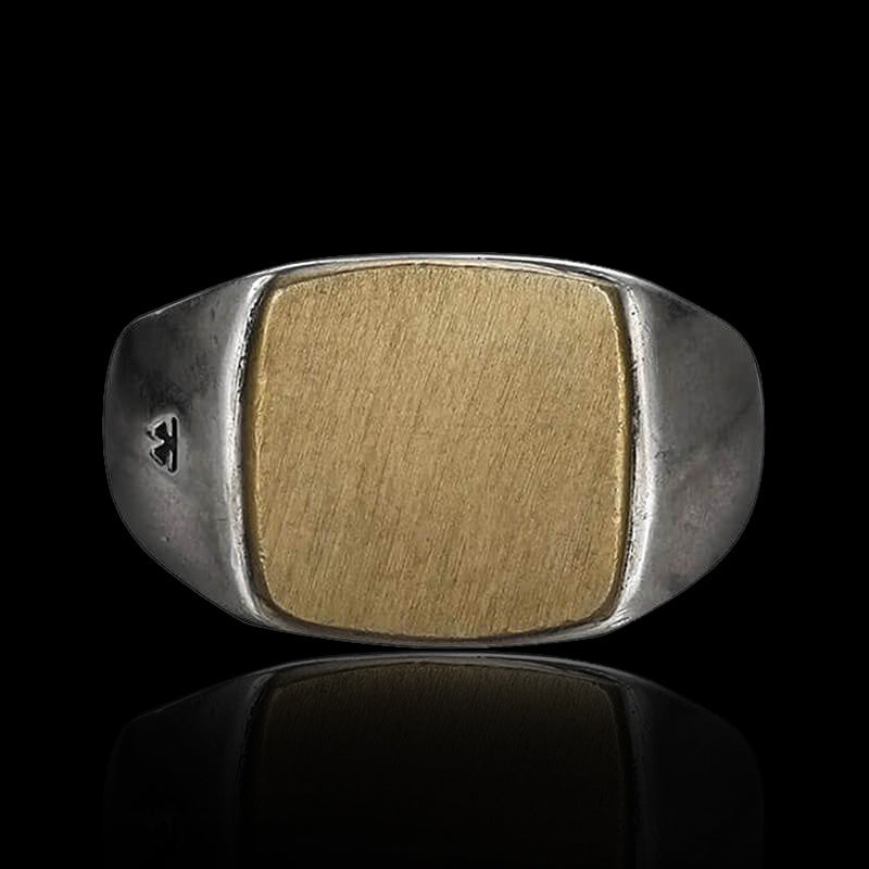 Square 925 Sterling Silver Brass Men's Ring 01 | Royalluster.com