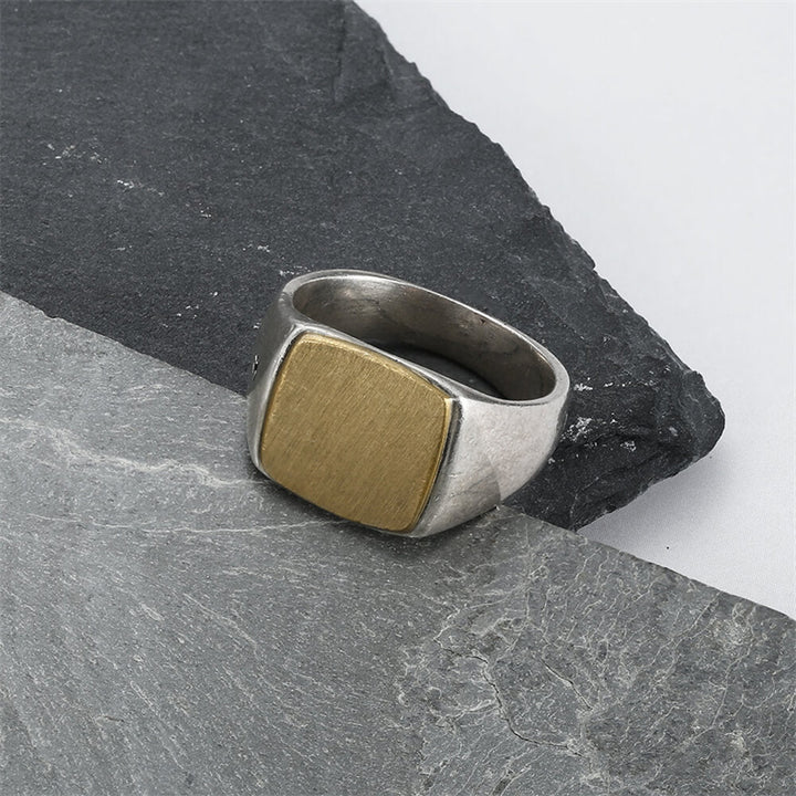 Square 925 Sterling Silver Brass Men's Ring 03 | Royalluster.com
