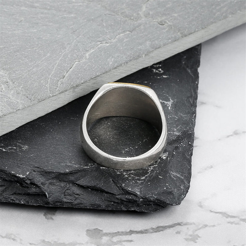 Square 925 Sterling Silver Brass Men's Ring