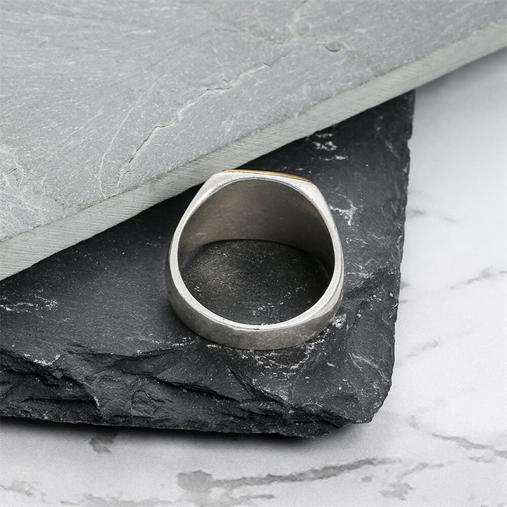 Square 925 Sterling Silver Brass Men's Ring