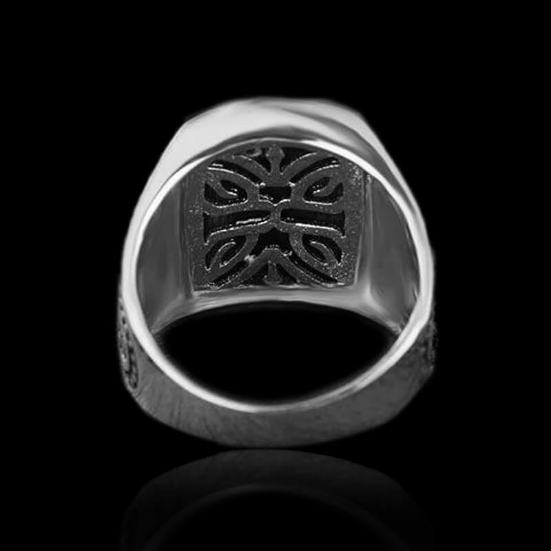 Square Polished Black Gem 925 Sterling Silver Men's Ring 03 | RoyalLuster.com