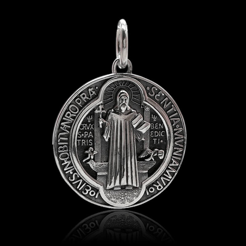 St. Benedict Holy Medal 925 Sterling Silver Pendant 01 | RoyalLuster.com