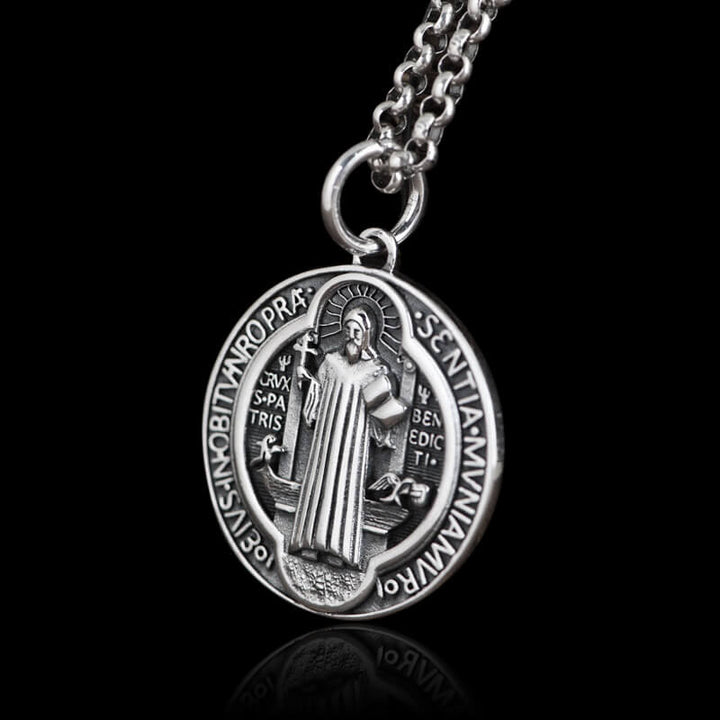 St. Benedict Holy Medal 925 Sterling Silver Pendant 03 | RoyalLuster.com