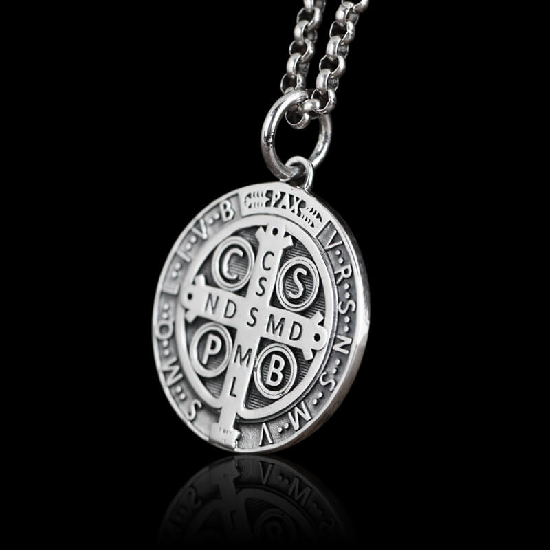 St. Benedict Holy Medal 925 Sterling Silver Pendant 04 | RoyalLuster.com
