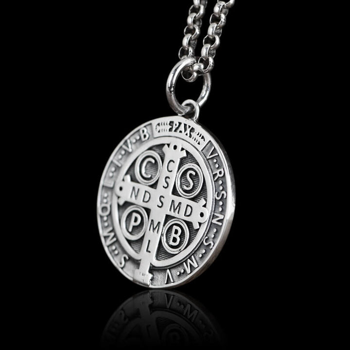 St. Benedict Holy Medal 925 Sterling Silver Pendant 04 | RoyalLuster.com