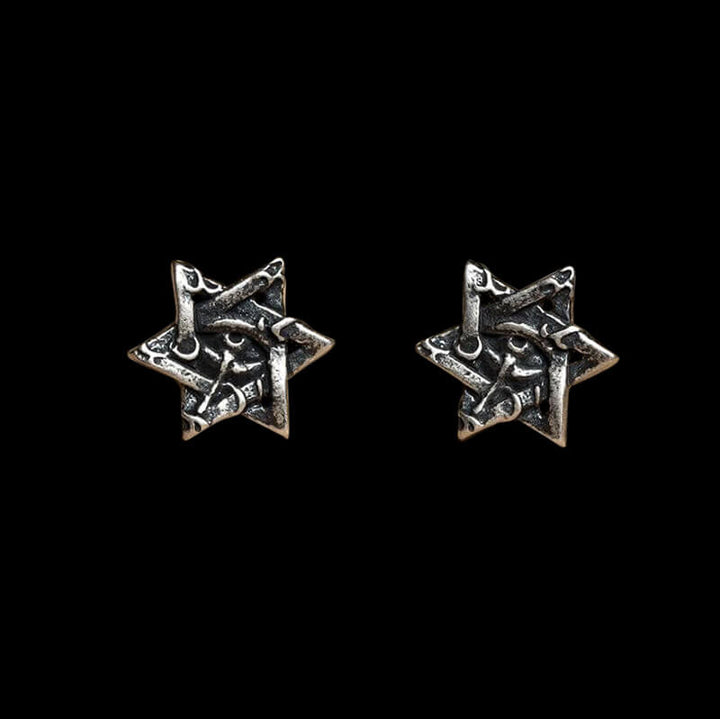 Star Of David All Seeing Eye 925 Sterling Silver Stud Earring