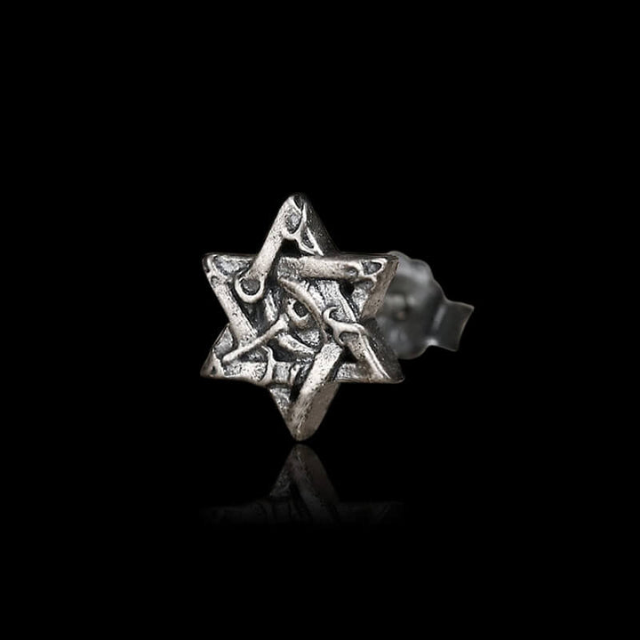 Star Of David All Seeing Eye 925 Sterling Silver Stud Earring