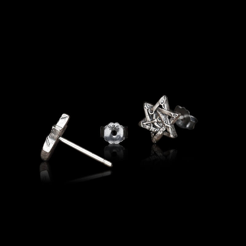 Star Of David All Seeing Eye 925 Sterling Silver Stud Earring