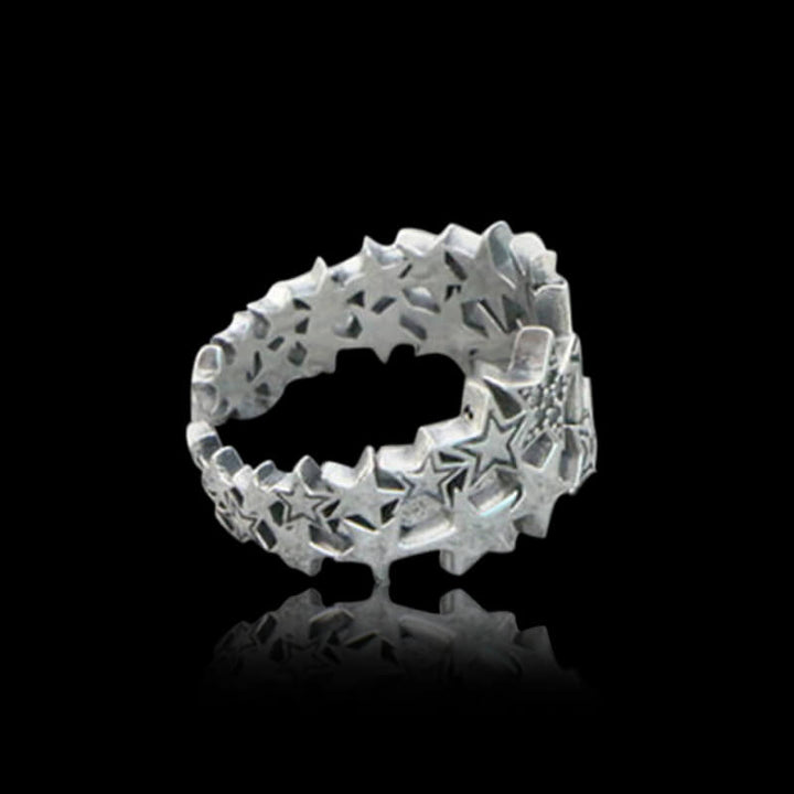 Starry Night Star 925 Sterling Silver Open Ring 03 | RoyalLuster.com