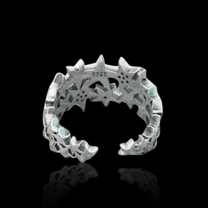 Starry Night Star 925 Sterling Silver Open Ring 04 | RoyalLuster.com
