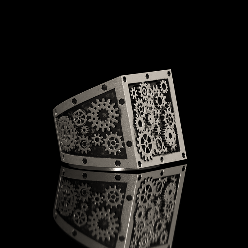 Steampunk Gear 925 Sterling Silver Ring
