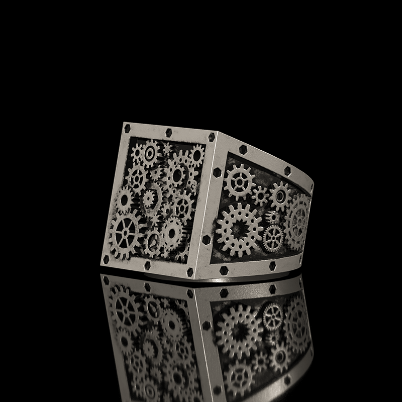 Steampunk Gear 925 Sterling Silver Ring
