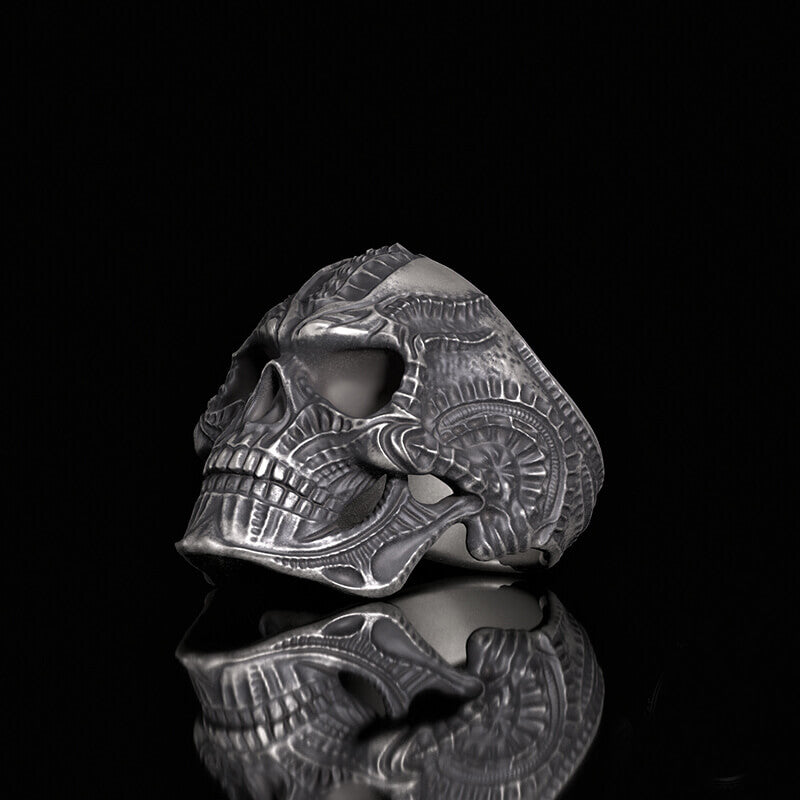 Steampunk Sterling Silver Skull Ring | RoyalLuster.com