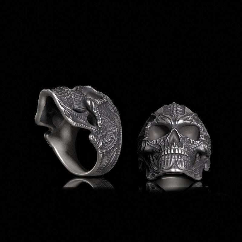 Steampunk Sterling Silver Skull Ring | RoyalLuster.com