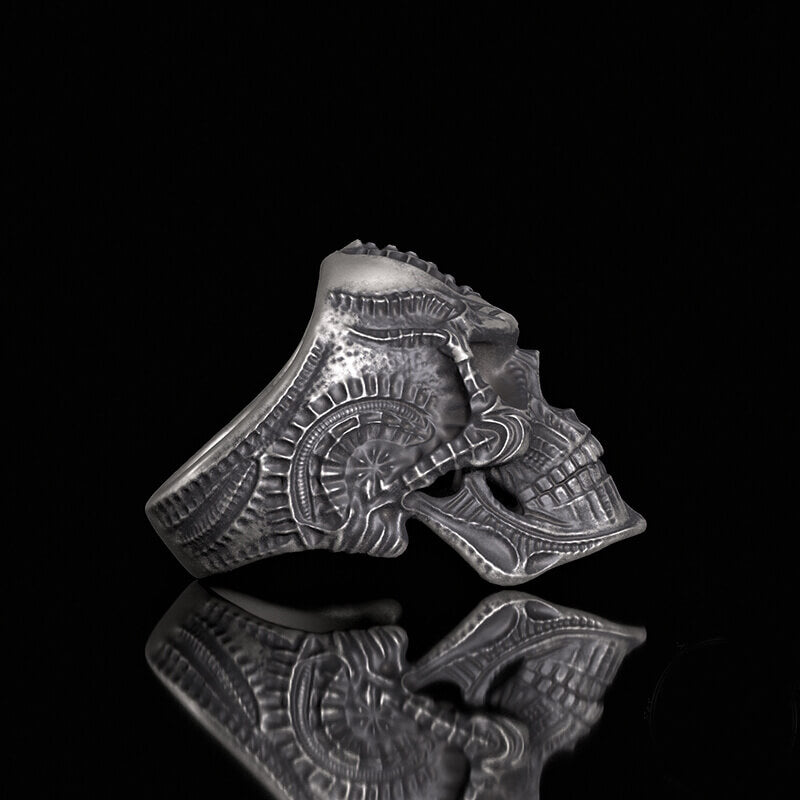 Steampunk Sterling Silver Skull Ring