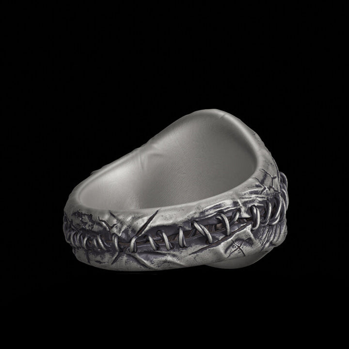 Stitched Skull Sterling Silver Gothic Ring
